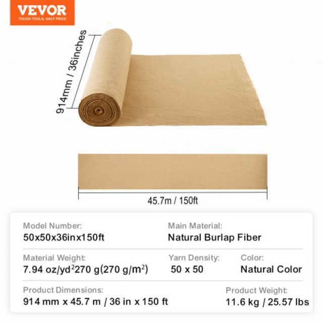 VEVOR  Ρολό Υφάσματος Λινάτσας 36x150 για Χειροτεχνίες & Φυτά CMBJ36INCHES3TQMTV0