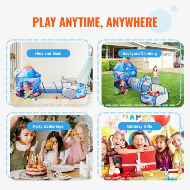 Παιδική Σκηνή Παιχνιδιού 3 σε 1 με Τούνελ, Ρουκέτα, Μπλε  PPSDZPX3D...