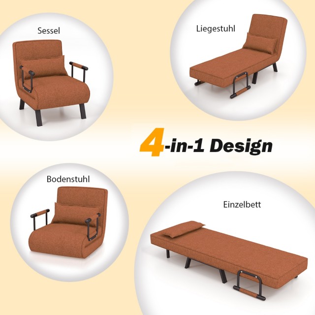 Ανακλινόμενη Καρέκλα -Κρεβάτι 4 σε 1 79 x 65 x 79cm Καφέ HV10417CF ...