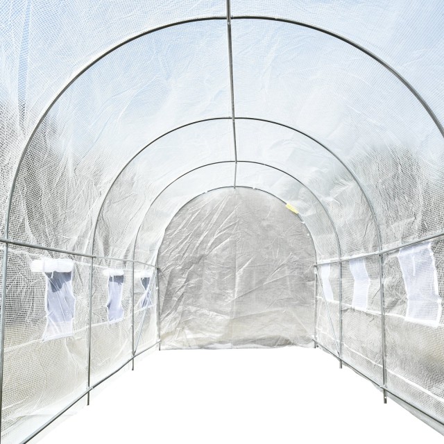 Θερμοκήπια Outsunny Garden Greenhouse Agricultural Tunnel (5 x 2 x 2m) με μεταλλική κατασκευή και φύλλο πολυαιθυλενίου - λευκό 845-071V02