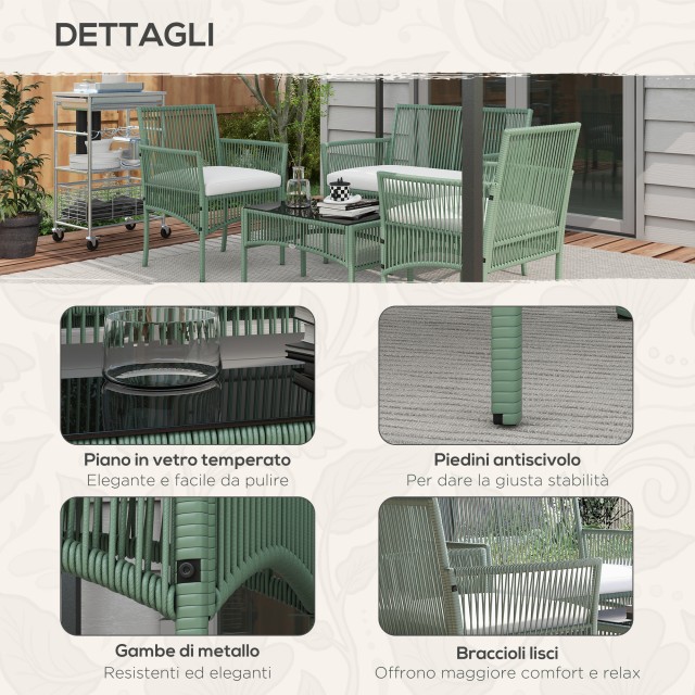 Outsunny Σετ κήπου Rattan 4 τεμαχίων με 2 πολυθρόνες εξωτερικού χώρ...