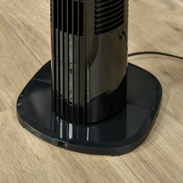 HOMCOM Column Fan 3 Speeds με ταλάντωση 70°, στρογγυλή βάση και λαβή μεταφοράς, Ισχύς 50W, Ф20x78,5cm Μαύρο 824-018