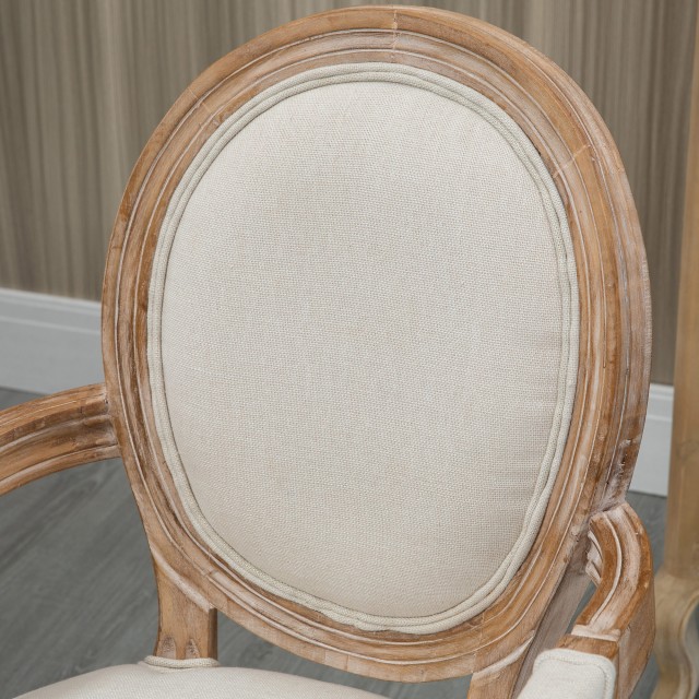 Καρέκλα σαλονιού HOMCOM Classic Style με επένδυση από ύφασμα, 56x54x96cm, Κρεμ Λευκό 835-669