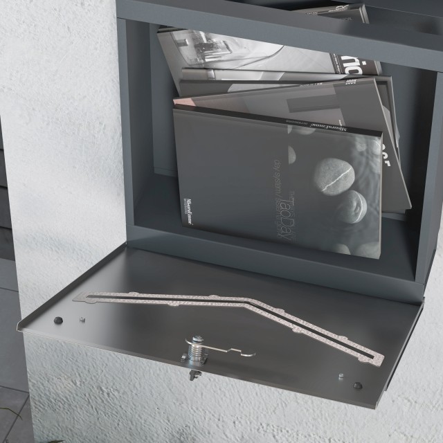 HOMCOM Steel Mailbox με 2 κλειδιά ασφαλείας, V-Slot και Drainage Hole, 37x10,5x37 cm, Γκρι B80-013V00CG