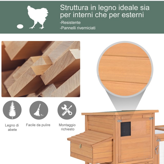 PawHut Garden Chicken Coop Υπαίθριο κοτέτσι με Running Zone και ξύλινη φωλιά 5663-1481