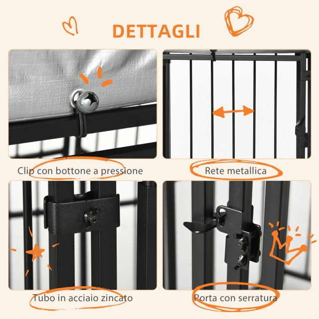 PawHut Kennel Run για μικρούς και μεσαίους σκύλους, κότες και πάπιες με κουβούκλιο, 122x122x138 cm D02-153V00BK