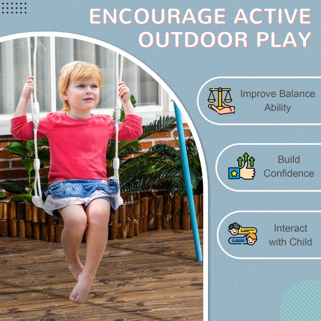 Outsunny Baby Swing 9-36 μηνών σε PP και PE με ρυθμιζόμενο σχοινί και φώτα LED, 39x16,5x120-180 cm, Λευκό 344-060V00WT