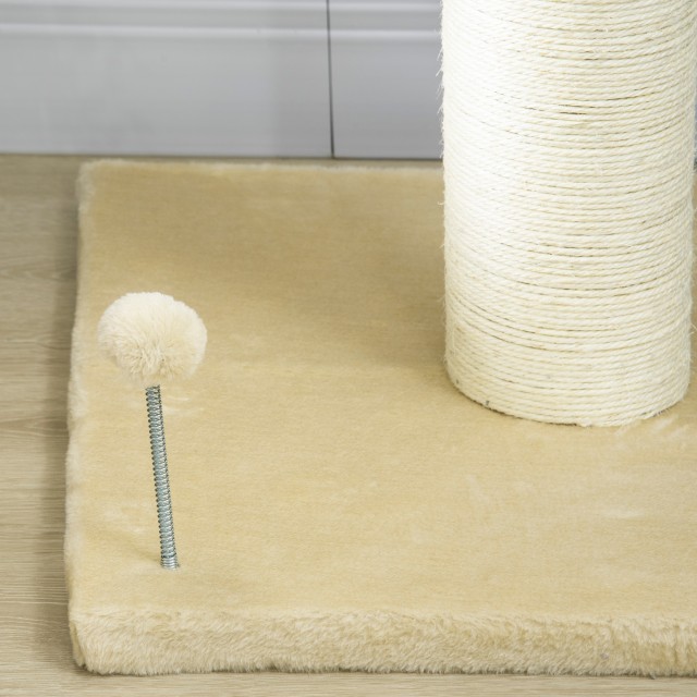 PawHut Scratching Tree for Cats με Κρεβάτι και βελούδινη μπάλα και κοντάρι σιζάλ 55x55x83cm Μπεζ D30-551V00BG
