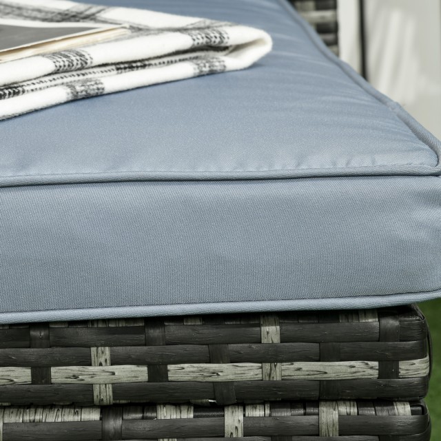 Σετ σαλονιού Outsunny Garden με Loveseat, Chaise Longue και PE Rattan Τραπεζάκι σαλονιού με μαξιλάρια, γκρι 860-121V00GY