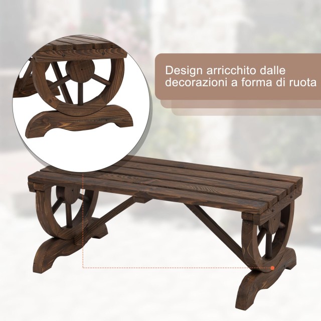 Outsunny 2θέσιος πάγκος σε Burnt Effect Fire Wood 105x50x53cm 84B-410