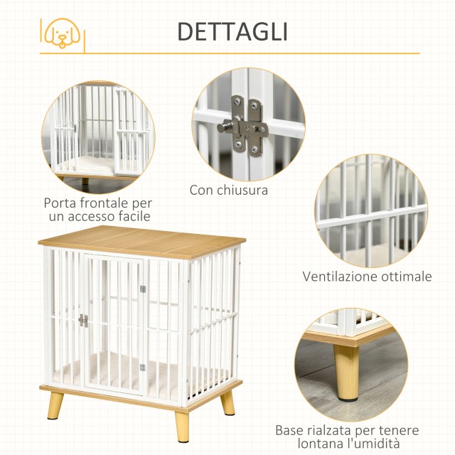 PawHut Indoor Dog House από ξύλο και ατσάλι με αφαιρούμενο και πλενόμενο μαξιλάρι για μικρά σκυλιά D02-069