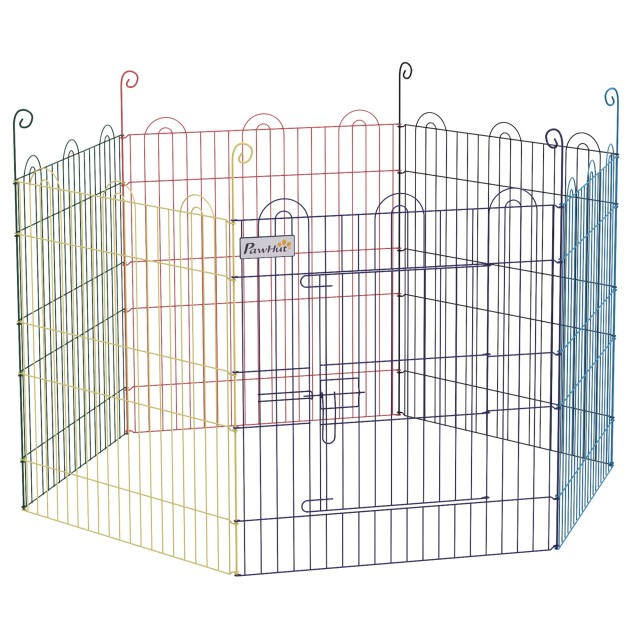 PawHut 6-Panel Metal Dog Gate με κούμπωμα, Ø120x60 cm, Πολύχρωμο D06-073V01MX
