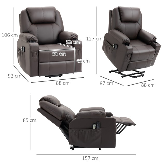 HOMCOM Lift Chair Ανακλινόμενη έως 135° με ποτηροθήκη, Τηλεχειριστή...