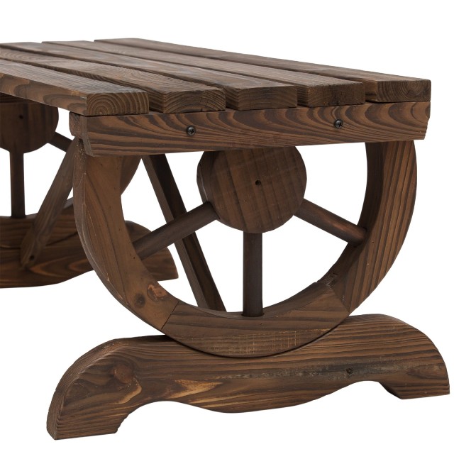 Outsunny 2θέσιος πάγκος σε Burnt Effect Fire Wood 105x50x53cm 84B-410