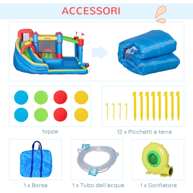 Outsunny Bouncy Castle για παιδιά με τσουλήθρα, τραμπολίνο και πισίνα, 390x300x197 cm 342-040V90