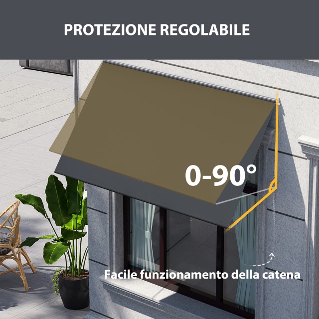 Outsunny τέντα με μπράτσα με χειροκίνητο άνοιγμα, κλίση και προστασία UV30+, 150x120 cm, Γκρι 840-238V00CG