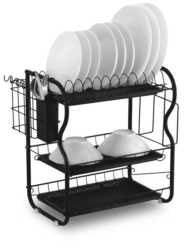 Massido Τριώροφη πιατοθήκη MS-603  μαύρη MS-603-Black