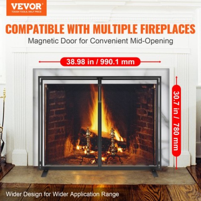 Οθόνη Τζακιού VEVOR με Πόρτα, 990x780mm, Ελεύθερη Στάση, Μοντέρνα Διακόσμηση  BLMHSJY3545I44JO4V0