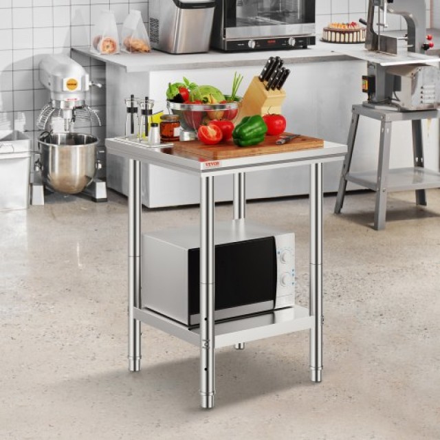 Τραπέζι Εργασίας VEVOR 60x60x80cm Ανοξείδωτο με Ράφι για Επαγγελματική Κουζίνα  60X60X80CFGZTTZT1V0