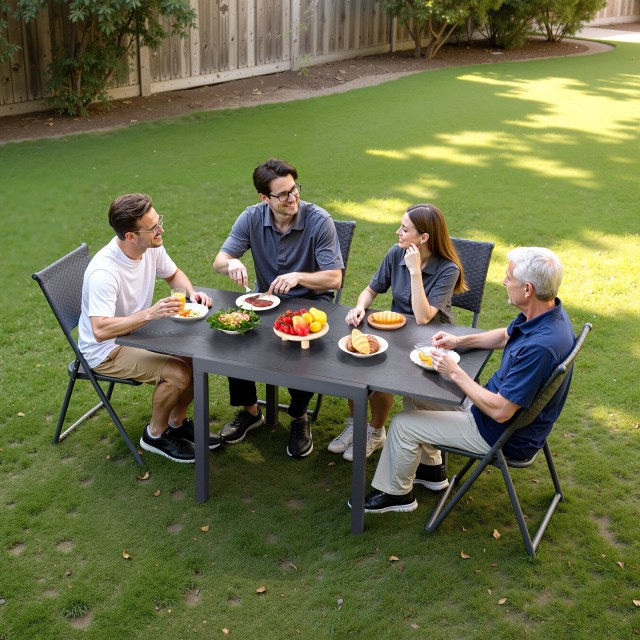 VEVOR Επεκτεινόμενο Εξωτερικό Τραπέζι Φαγητού 80-160cm – Γκρι Σκούρ...