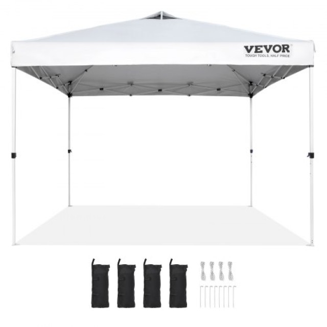 VEVOR  Τέντα Πάρτι 10x10 ft με Φορητή Τσάντα για Κάμπινγκ Λευκή DCSTPB10X10FT24D7V0