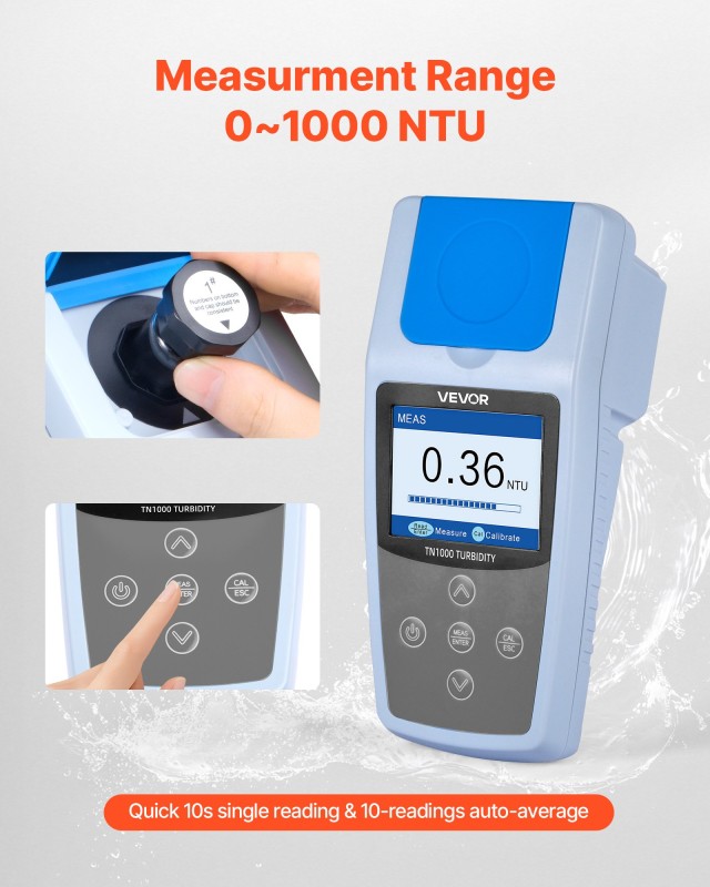 VEVOR Φορητό Νεφελόμετρο 0–1000 NTU Συμβατό με ISO 7027 BXSZDJHG010...