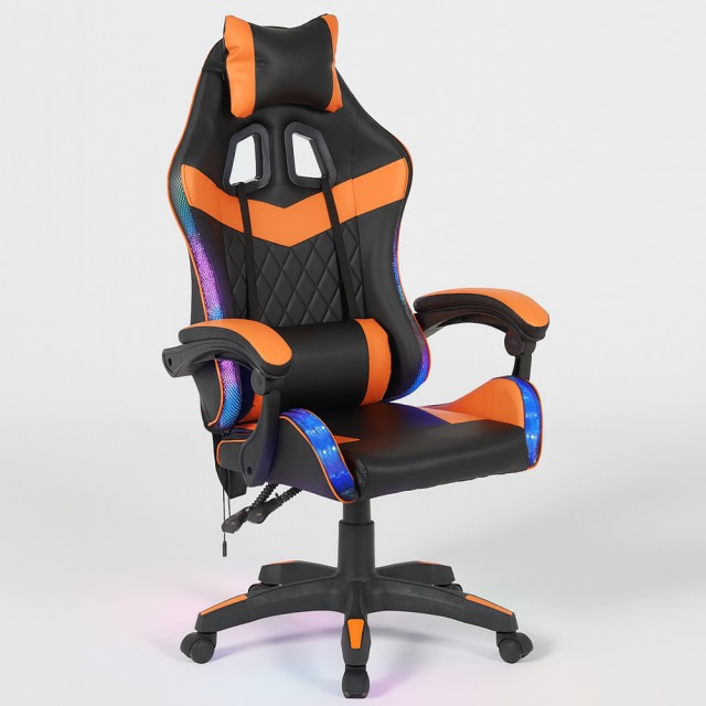 Shally Dogan Πορτοκαλί και Μαύρη Gaming Καρέκλα Γραφείου με Led RGB...