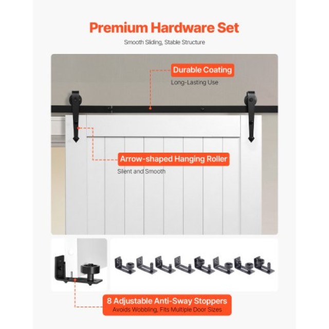 VEVOR Σετ Συρόμενης Πόρτας Αχυρώνα με Κιτ Εξαρτημάτων 1067 x 2134mm...