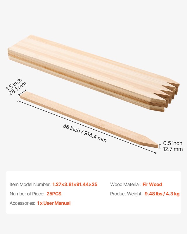 VEVOR Ξύλινοι Πάσσαλοι Κήπου 25 Τεμ. 0.5×1.5×36 ιντσών για Γη και Υ... VEVOR Ξύλινοι Πάσσαλοι Κήπου 25 Τεμ. 0.5×1.5×36 ιντσών για Γη και Υ...