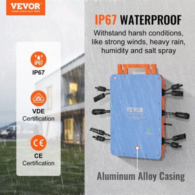 VEVOR Ηλιακός Μικρομετατροπέας Δικτύου 1200W Αδιάβροχος IP67 με APP...
