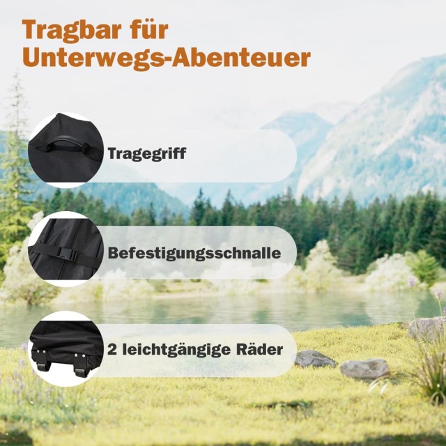 Costway Υπαίθριο Γκρι Πτυσσόμενο Κιόσκι 3 x 4,5 m με Ρόδες και Ρυθμ...