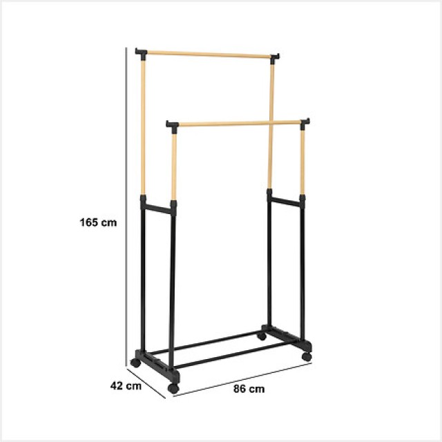 Διπλή Κρεμάστρα Ρούχων 86 x 42 x 165 cm Μαύρο 205558 5Five Simply S...