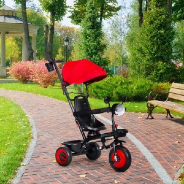 ECOTOYS Τρίκυκλο παιδικό καρότσι 3 σε 1 με περιστρεφόμενο κάθισμα κ...