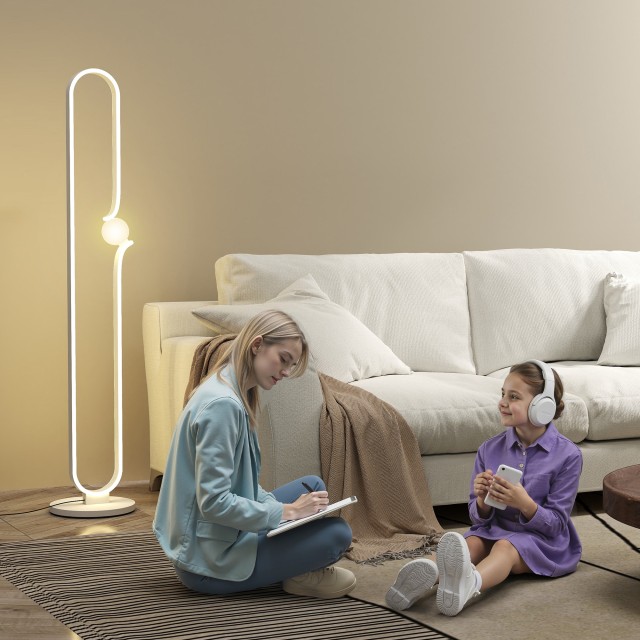 HOMCOM Λάμπα Δαπέδου LED Νότα, 28x28x145 εκ, Λευκό B31-527V90WT