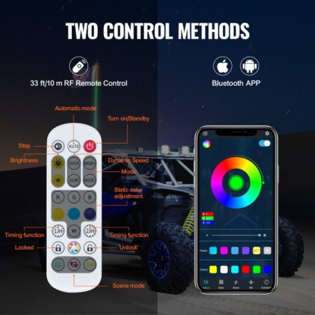 VEVOR LED Σπιράλ Φώτα 1.5M RGB με Τηλεχειριστήριο για ATV/UTV  CRKJPPTDZ5YCJCVCMV9