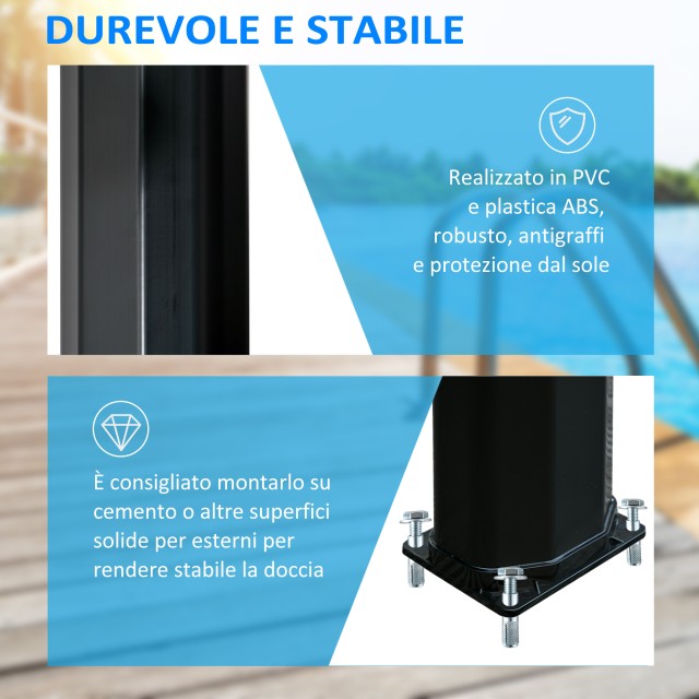 Outsunny Outsunny Outdoor Solar Θερμαινόμενο Ντους 55° με δοχείο και μίξερ 35 λίτρων, μαύρο A20-240