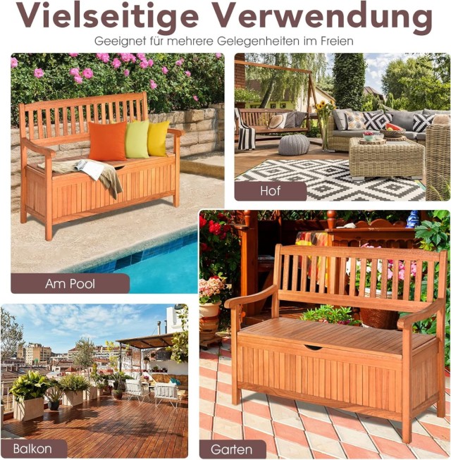 Costway Εξωτερικός Πάγκος Αποθήκευσης από Ξύλο Ακακίας 107x59x90 εκ...