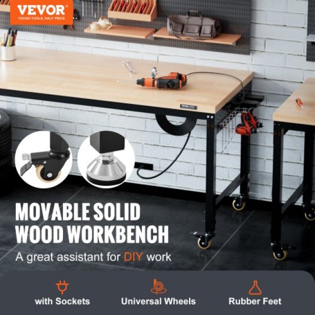 VEVOR  Πάγκος Εργασίας με Πρίζα 71.1-100.3cm GZZS60X22INCHY46FV2