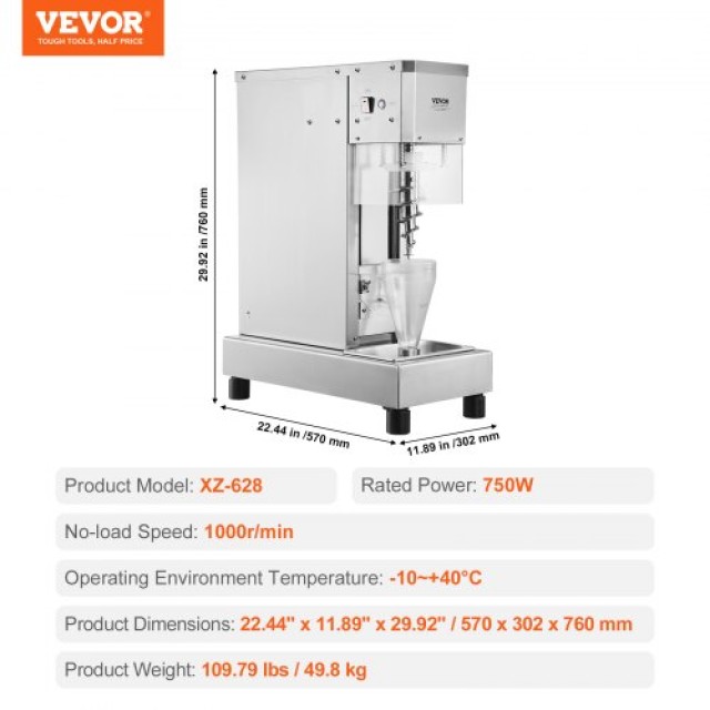 VEVOR Μίξερ Παγωτού 750W από Ανοξείδωτο Ατσάλι 304  BQLJBJBZL750YIE...
