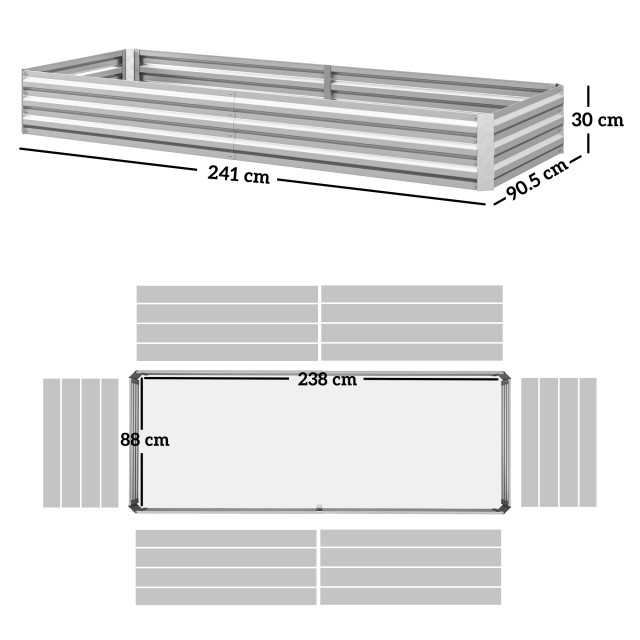 Outsunny Μεταλλικό Υπερυψωμένο Κρεβάτι Κήπου 241x90,5x30 εκ. 845-51...
