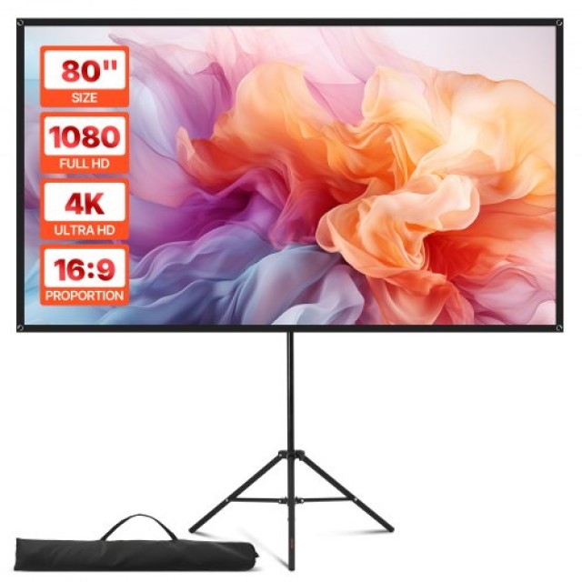 VEVOR Οθόνη Προβολέα με Τρίποδο 80 160° 4K HD 16:9 ZJSTYPMEKSJZ80OE...