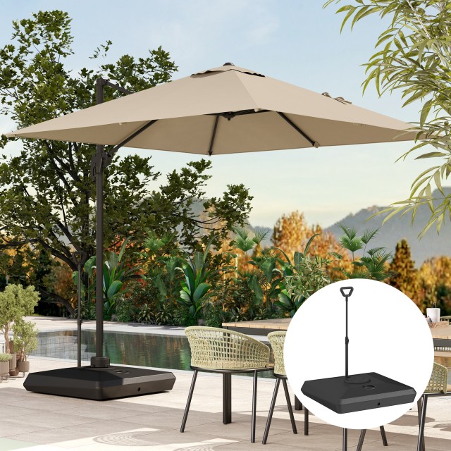 Outsunny Βάση για Ομπρέλα με Αντίβαρο από HDPE με Λαβή και Ρόδες και Γεμιστή με Νερό ή Άμμο, 95x95x117 εκ., Μαύρο 84D-412V00BK