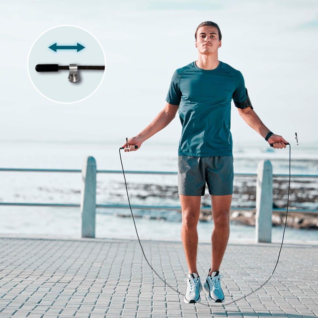 CECOTEC  Επαγγελματικό Σχοινάκι DrumFit Speed Rope από Ατσάλι με Εργονομικές Λαβές για Προπονήσεις Υψηλής Έντασης, Ρυθμιζόμενο, 300 εκ. με Σύστημα SmoothBearing 360º  CEC-07130