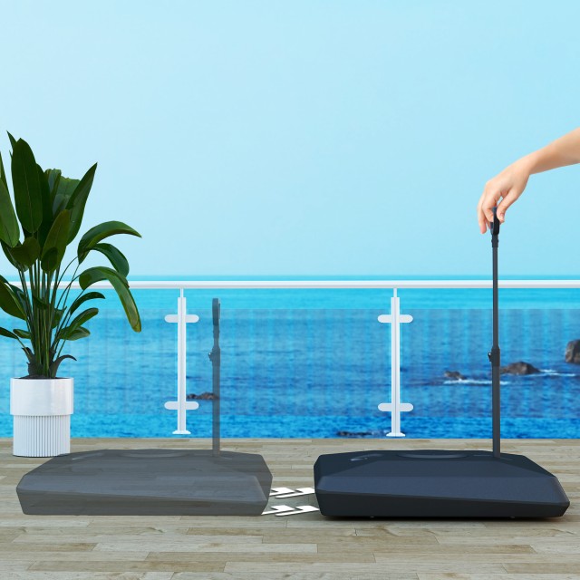 Outsunny Βάση για Ομπρέλα με Αντίβαρο από HDPE με Λαβή και Ρόδες και Γεμιστή με Νερό ή Άμμο, 95x95x117 εκ., Μαύρο 84D-412V00BK