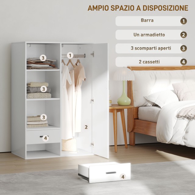 HOMCOM Μοντέρνα Ντουλάπα 80x50x124 εκ. 831-967V00WT