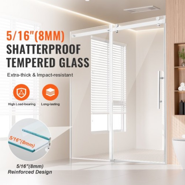 VEVOR  Πόρτα Ντουζιέρας Χωρίς Πλαίσιο 58-59 x 75 Σκληρυμένο Γυαλί 5/16 Χρώμιο  WBKSYMTLYSM8XN0RUV0