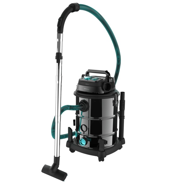 CECOTEC  Σκούπα Conga Rockstar Wet & Dry Steel Pro για Στερεά και Υγρά, Μεταλλική, 30L, 1600W, με Πρίζα Εργαλείων και Αξεσουάρ Καθαρισμού  CEC-08572
