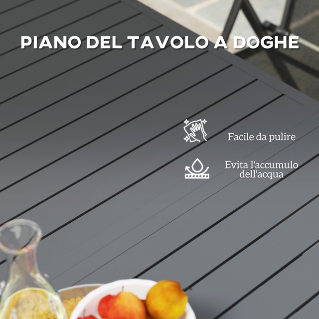 Outsunny Επεκτεινόμενο Τραπέζι Κήπου από 160-220 cm για 6-8 Άτομα Ορθογώνιο από Αλουμίνιο, Γκρι 84G-591V00GY