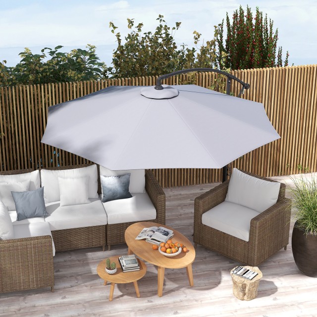 Outsunny Κάλυμμα για Ομπρέλα Ø295 cm από Πολυεστέρα Γκρι Ανθεκτικό στο Νερό με Άνω Αεραγωγό 84D-271V00GY