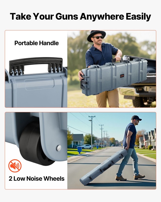 VEVOR Αδιάβροχη Θήκη Όπλων IP67 με Ρόδες, Ανθεκτική και Φορητή, 54....